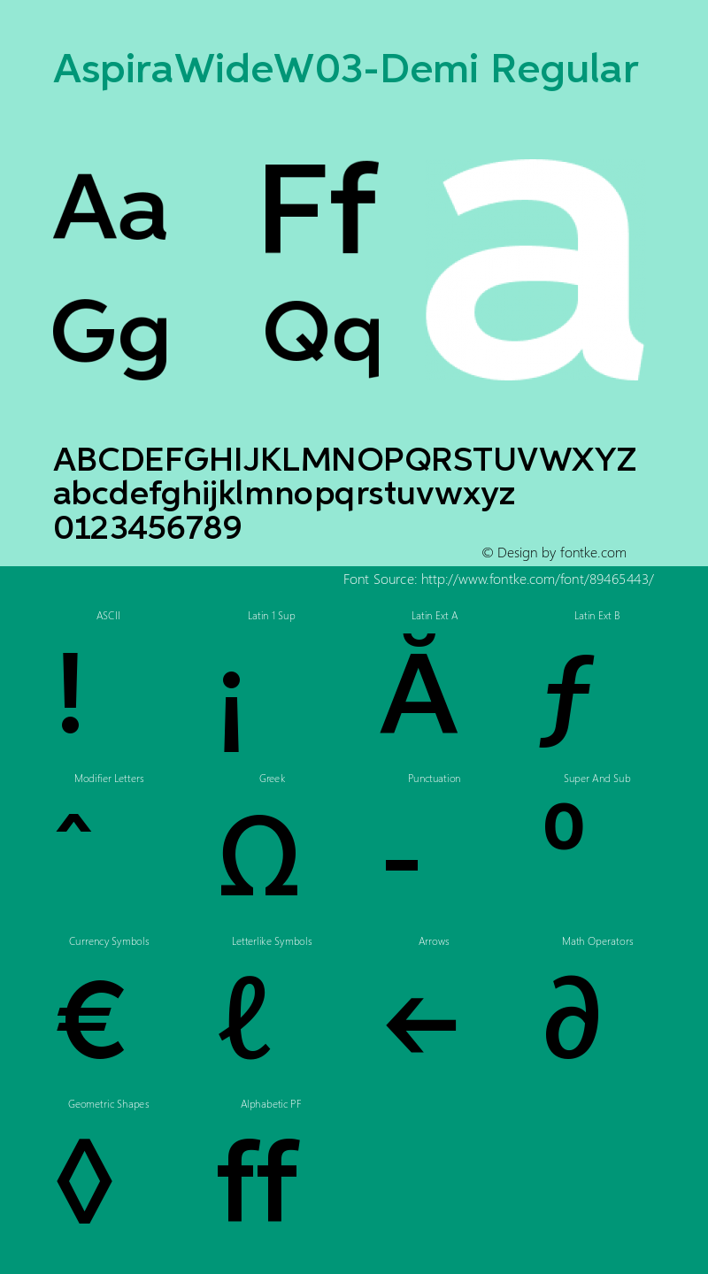 Aspira Wide W03 Demi Version 1.50 Font Sample