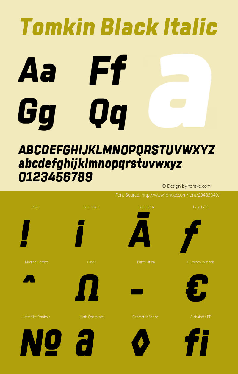 Tomkin-BlackItalic Version 1.000;YWFTv17 Font Sample