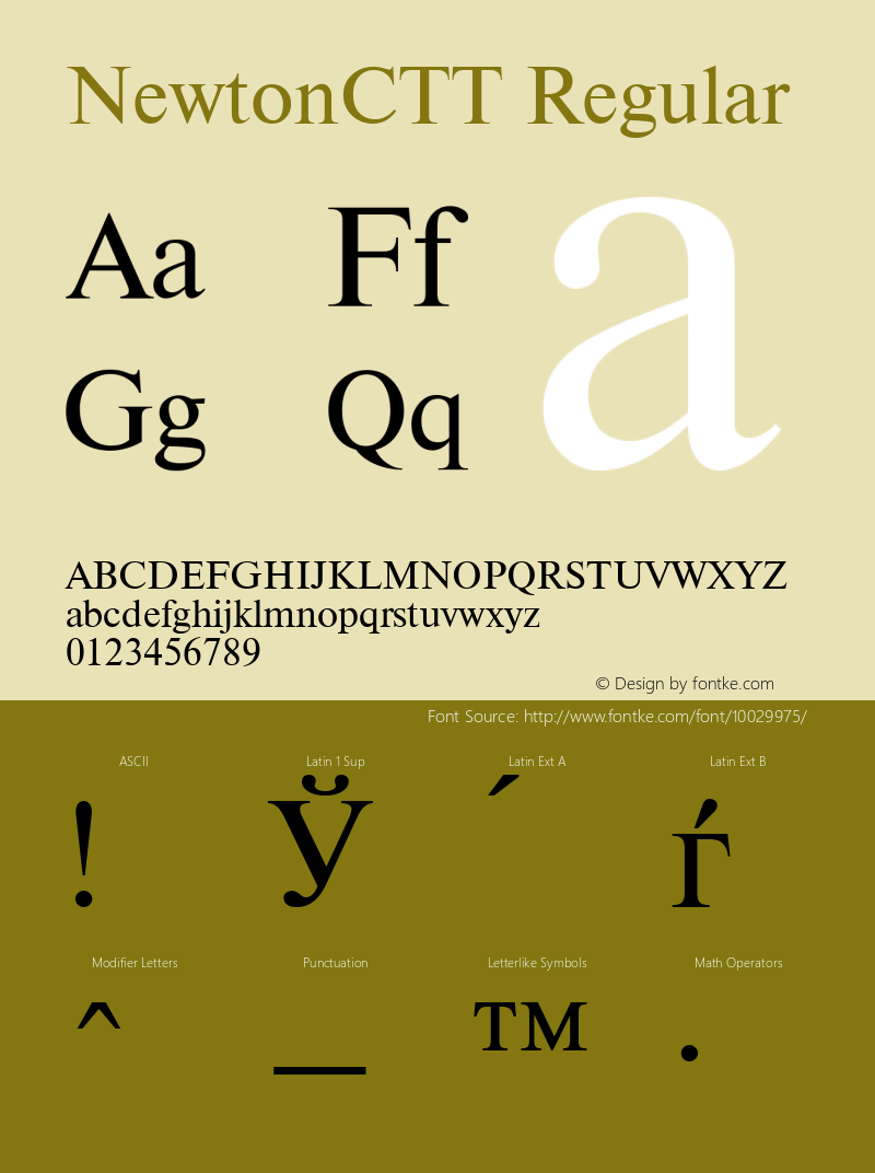 NewtonCTT Regular TrueType Maker version 1.00.03 Font Sample