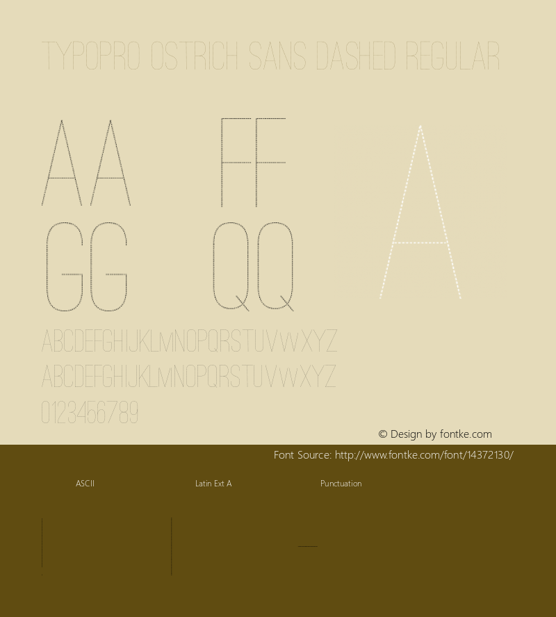 TypoPRO Ostrich Sans Dashed Regular Version 1.001;PS 001.001;hotconv 1.0.70;makeotf.lib2.5.58329 Font Sample