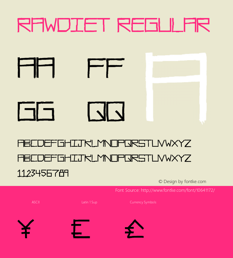 RawDiet Regular Version 1.00 January 19, 2015, initial release Font Sample