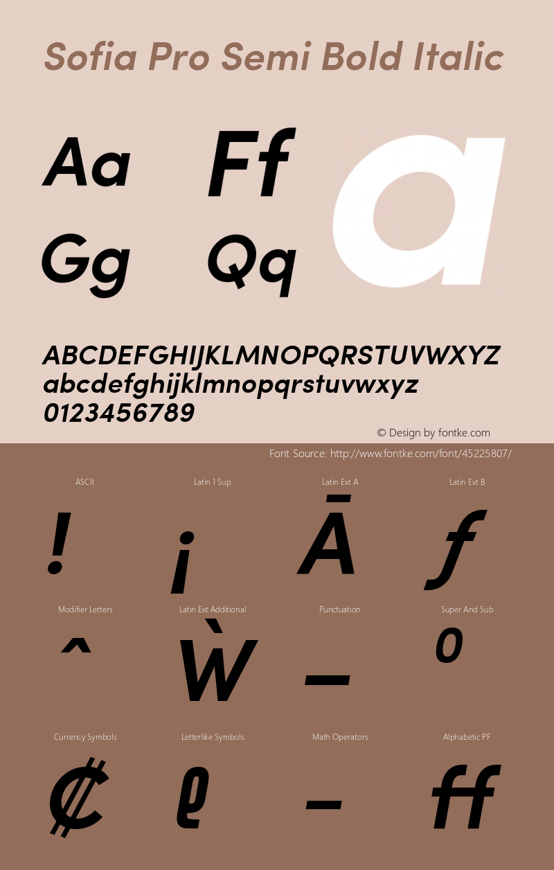 Sofia Pro Semi Bold Italic Version 2.000 Font Sample