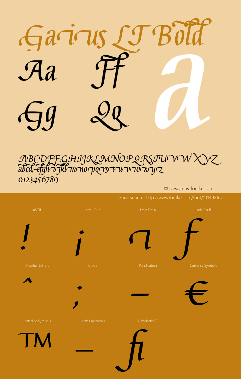 Gaius LT Bold Version 001.000 Font Sample