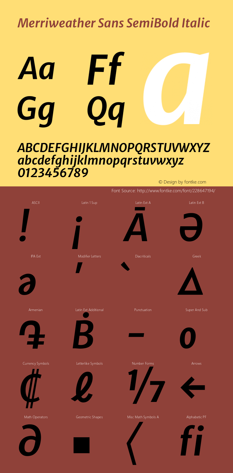 Merriweather Sans SemiBold Italic Version 2.001图片样张