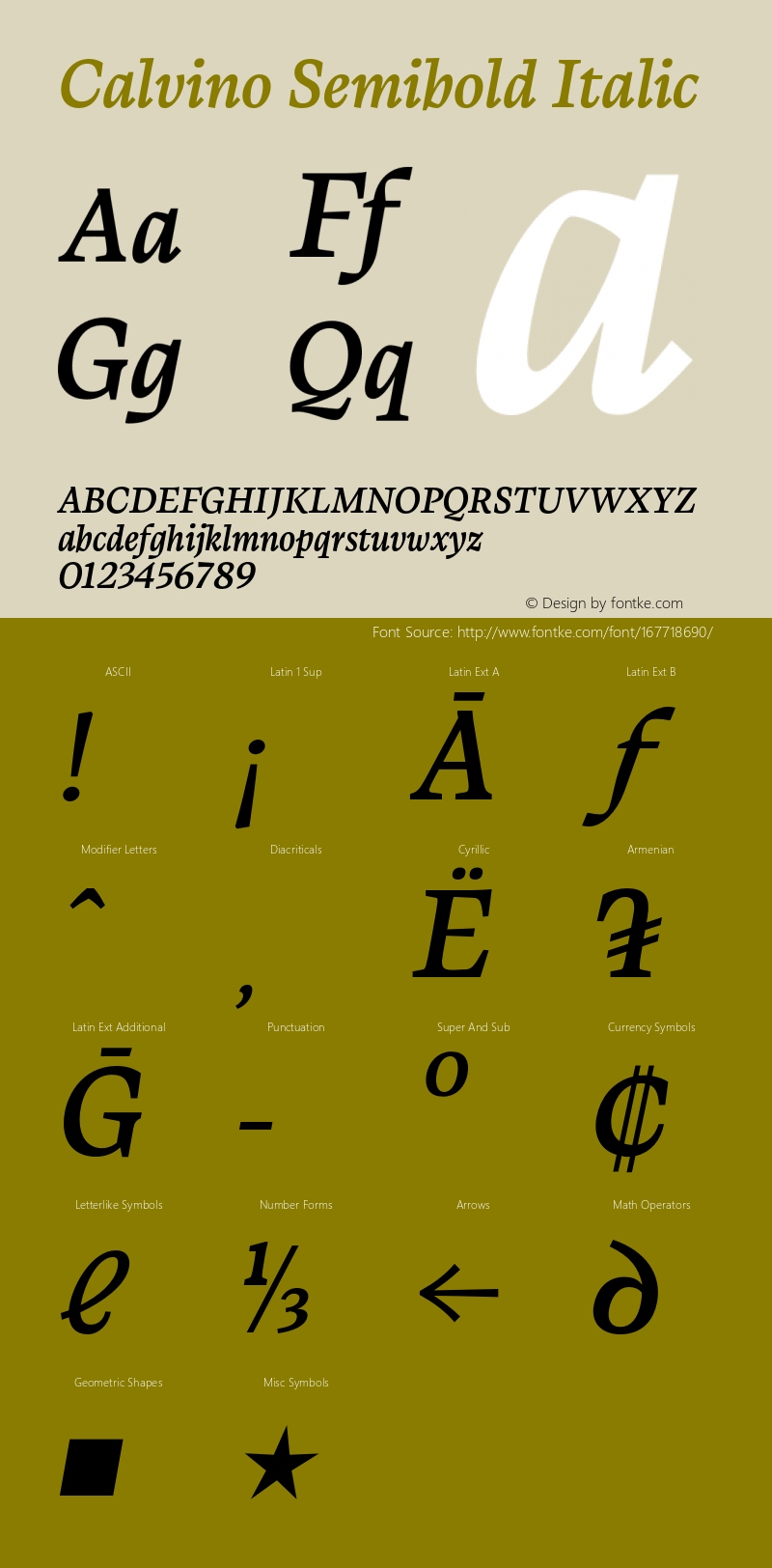 Calvino Semibold Italic Version 1.000;FEAKit 1.0图片样张