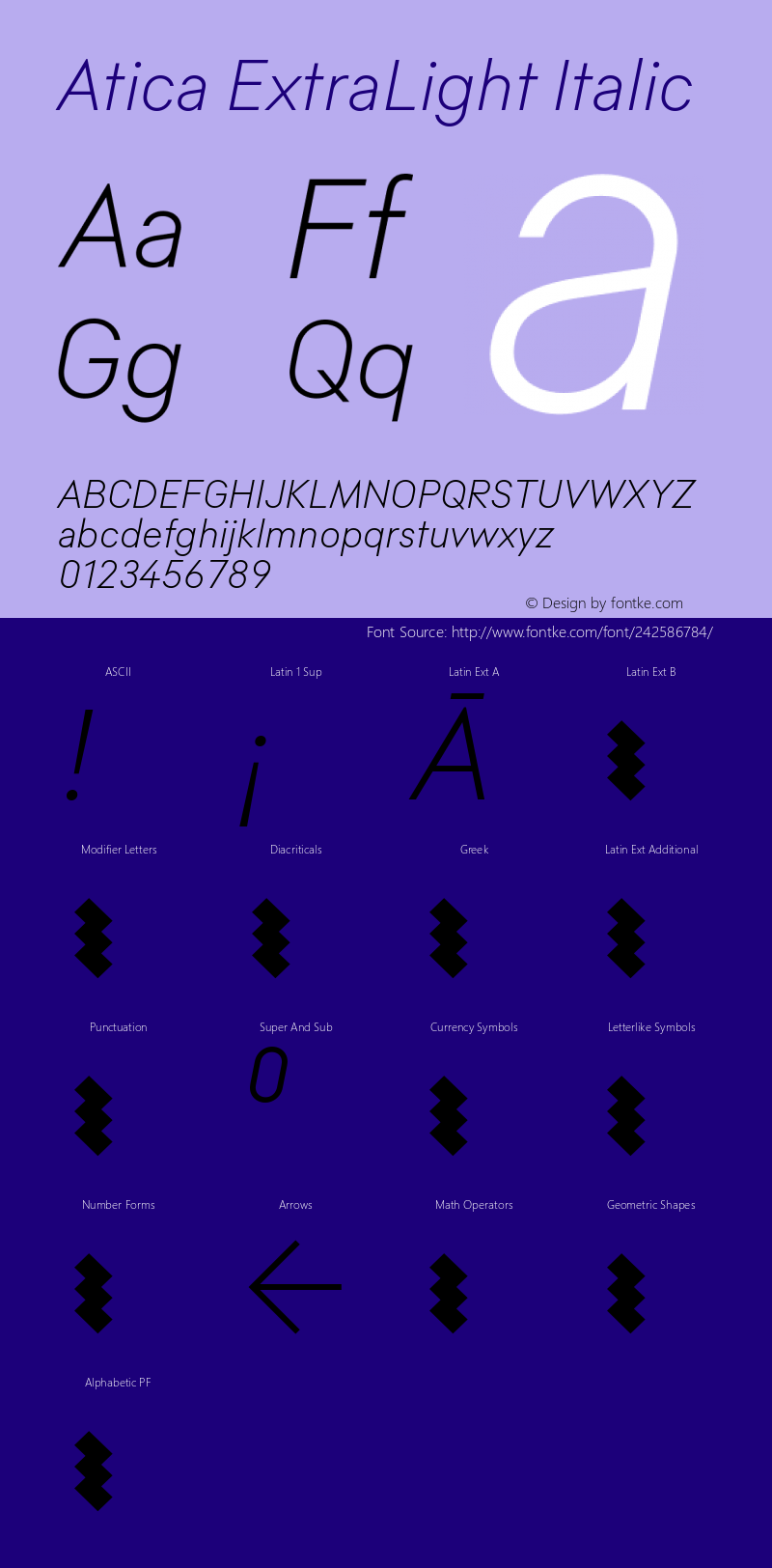 Atica ExtraLight Italic Version 1.002图片样张