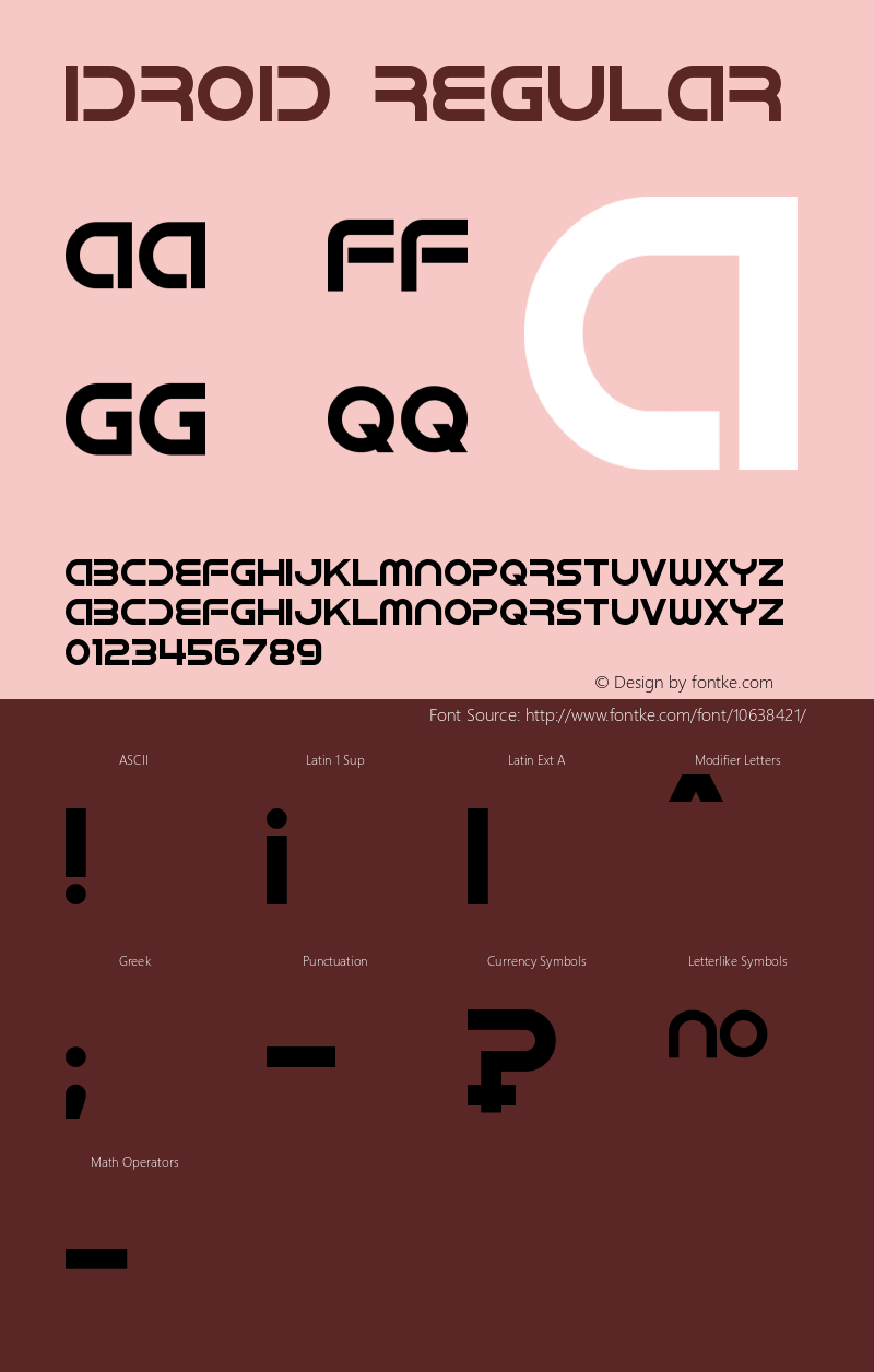 IDroid Regular Version 1.00 January 15, 2015, initial release Font Sample