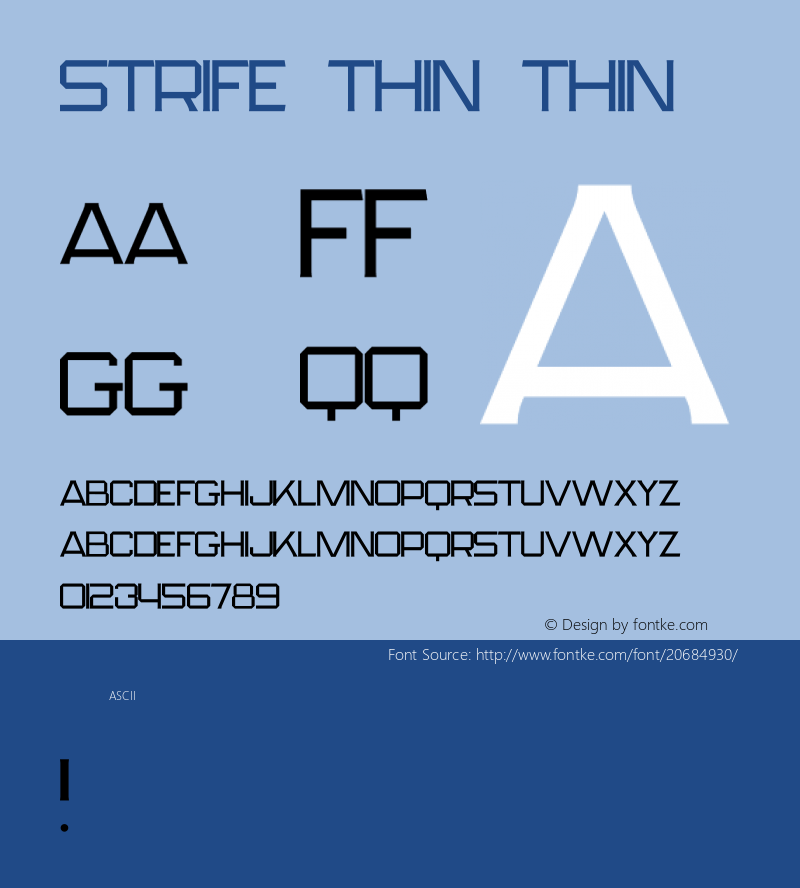 Strife Thin Version 1.000 Font Sample