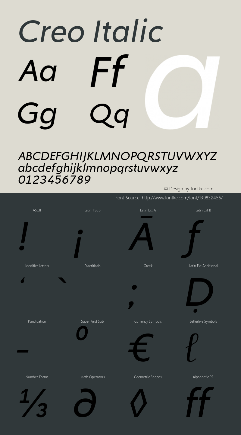 Creo Italic Version 1.00;October 24, 2019;FontCreator 11.5.0.2430 64-bit Font Sample