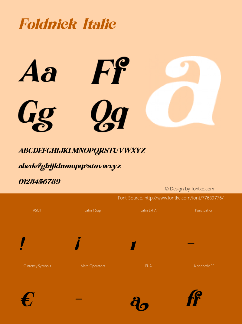 Foldnick-Italic Version 1.000 Font Sample