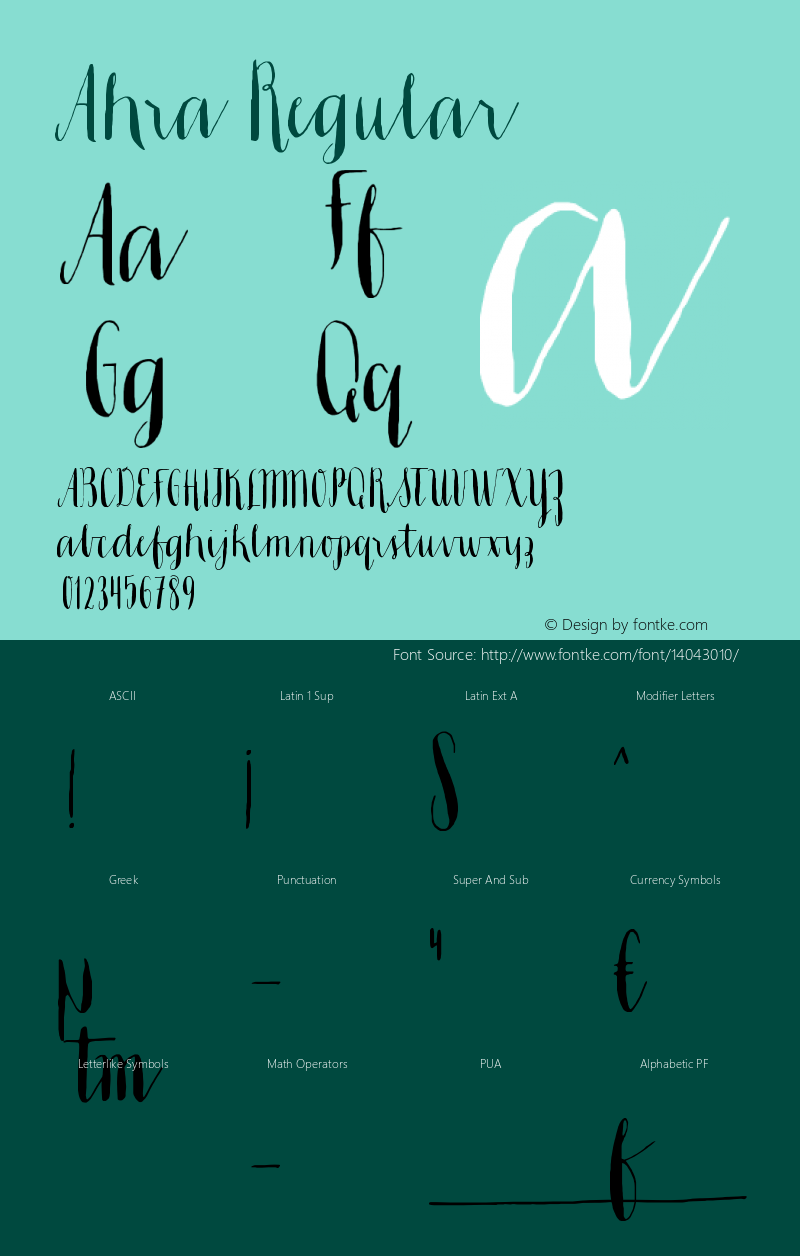 Ahra Regular Version 1.000 Font Sample