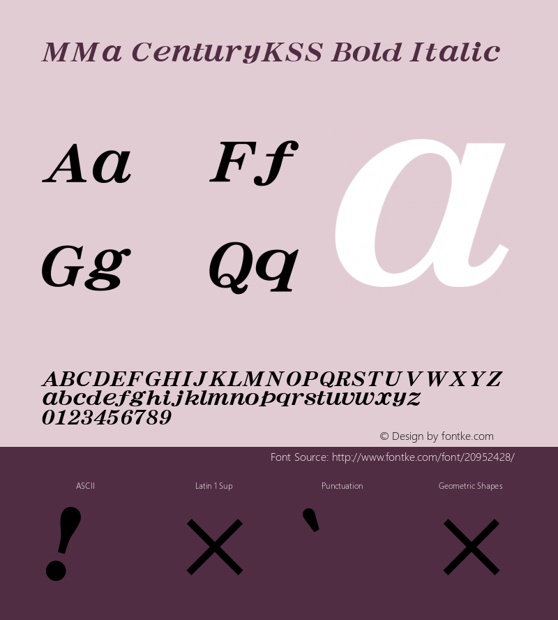 MMa CenturyKSS Bold Italic Version 1.000;PS 001.000;hotconv 1.0.38;makeotf.lib1.6.5960 Font Sample