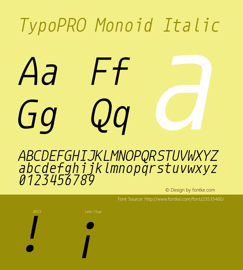 TypoPRO Monoid Italic Version 0.61 Font Sample