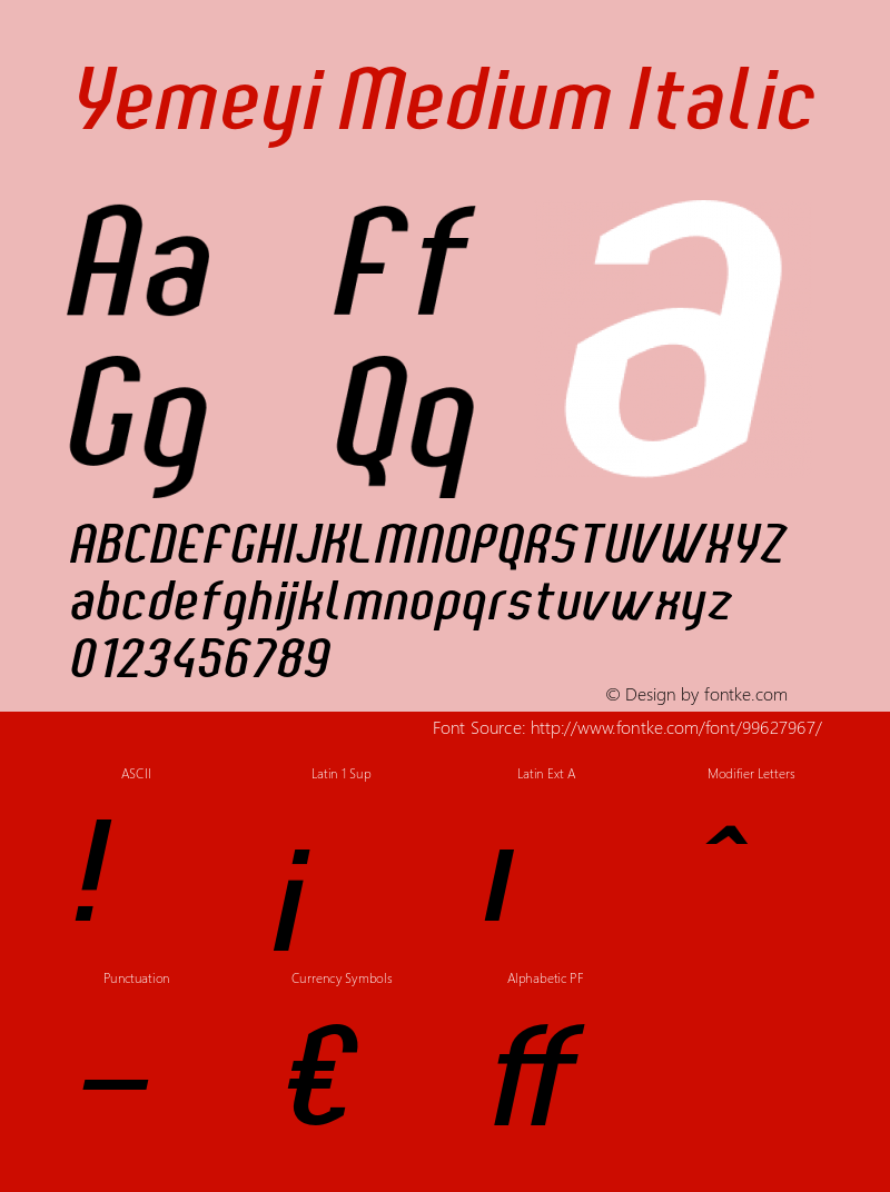 YemeyiMediumItalic Version 1.0; Jan 2021 by Audry Kitoko Makelele Font Sample