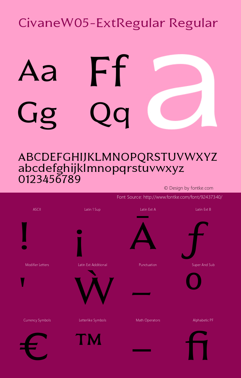 Civane W05 Ext Regular Version 1.00 Font Sample