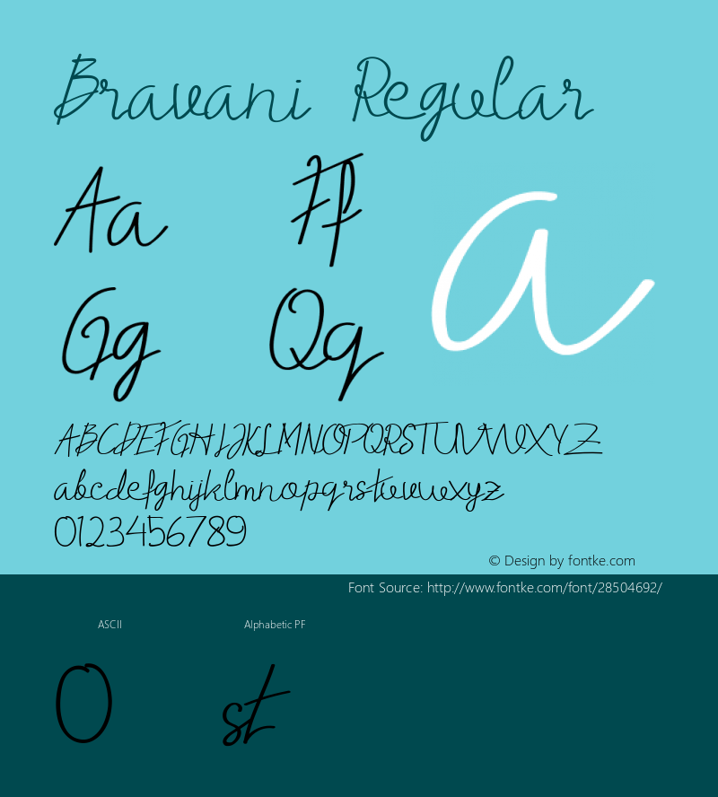 Bravani Version 1.000;PS 001.001;hotconv 1.0.56 Font Sample