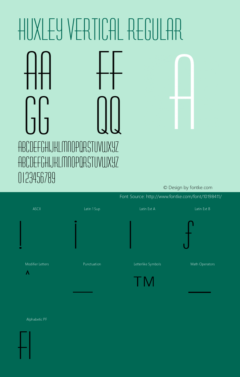 Huxley Vertical Regular 2.0-1.0 Font Sample