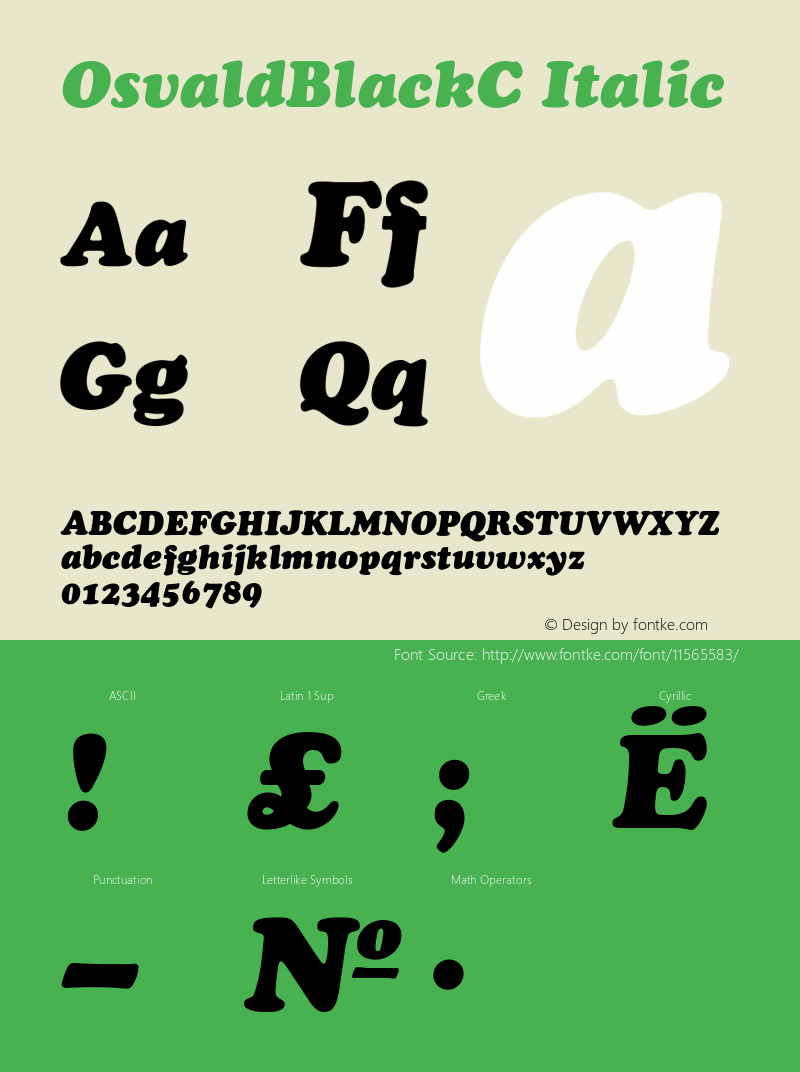 OsvaldBlackC Italic Version 001.000 Font Sample