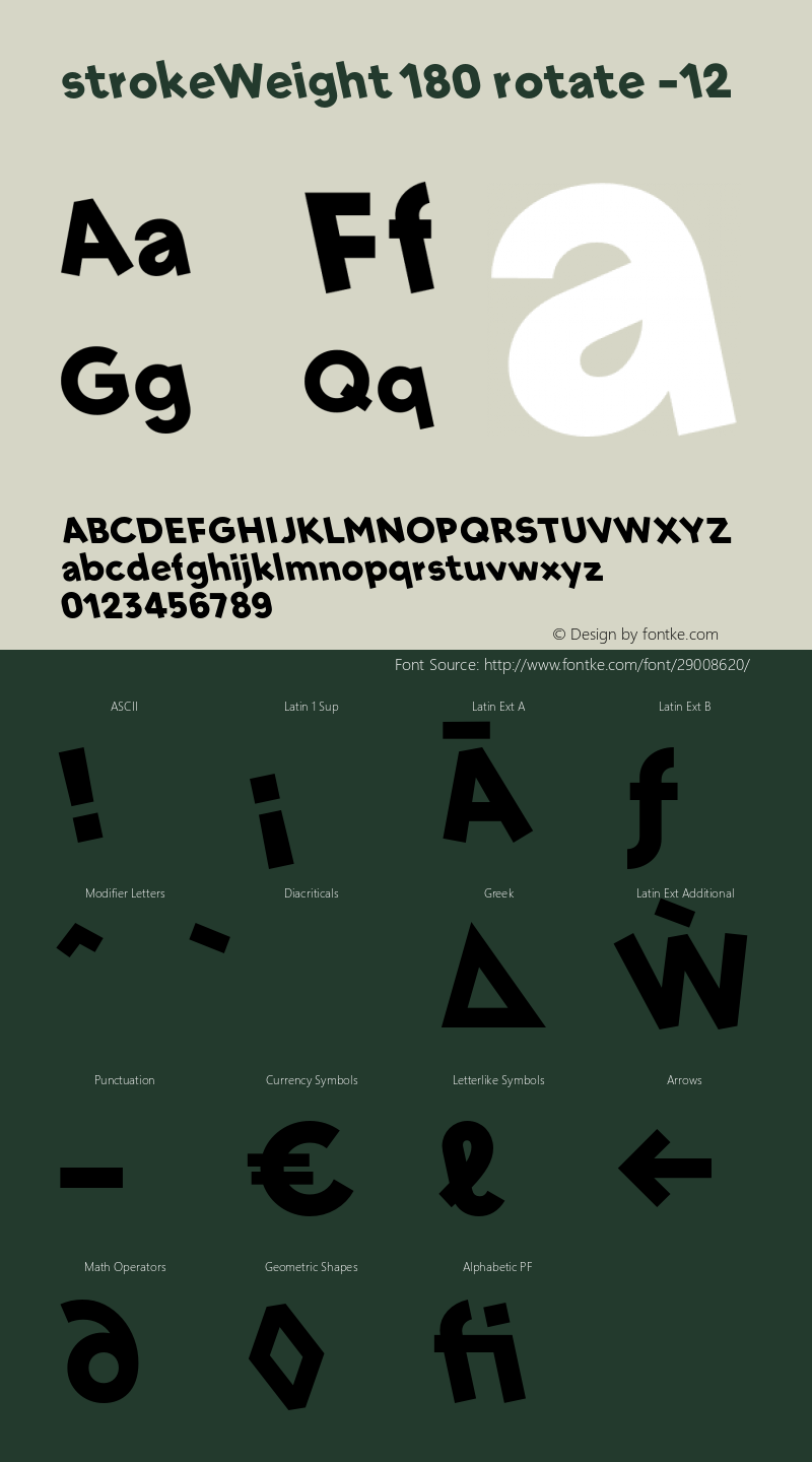 strokeWeight-180rotateL12 Version 1.007 Font Sample