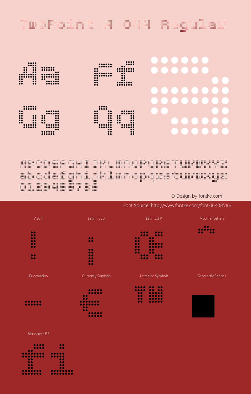 TwoPoint A 044 Regular Version 1.000 Font Sample