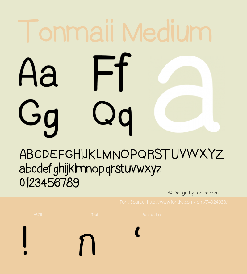 Tonmaii Version 001.000 Font Sample