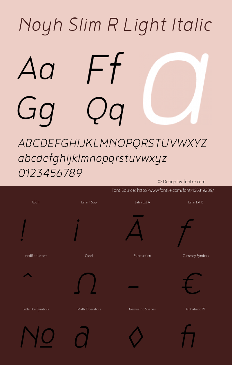 Noyh Slim R Light Italic 1.000 Font Sample