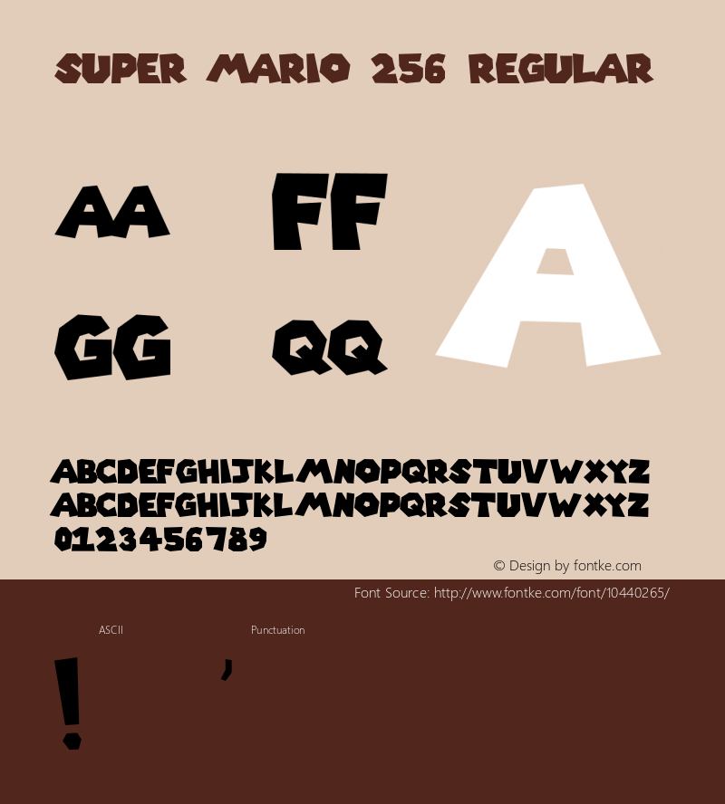 Super Mario 256 Regular Unknown Font Sample