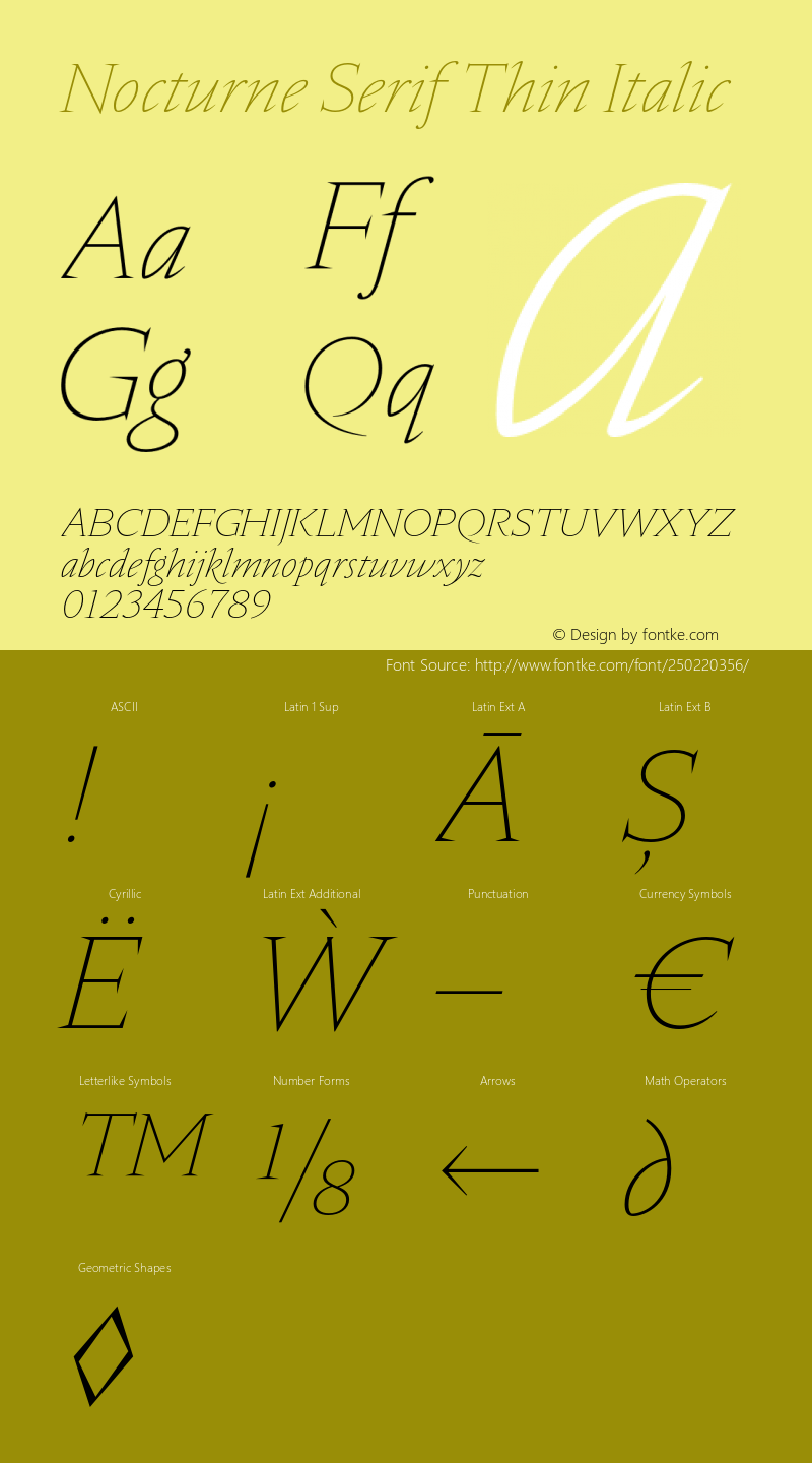 Nocturne Serif Thin Italic Version 1.000;PS 001.000;hotconv 1.0.88;makeotf.lib2.5.64775图片样张