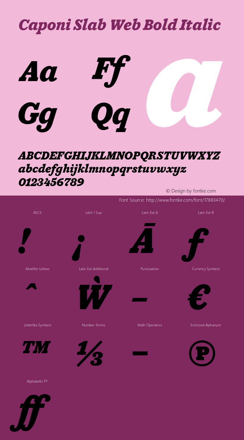 Caponi Slab Web Bold Italic Version 1.1 2013 Font Sample