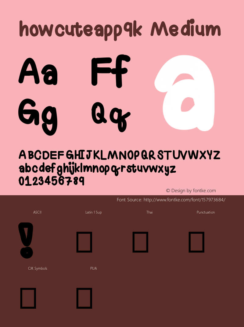 howcuteapp9k Version 001.000 Font Sample