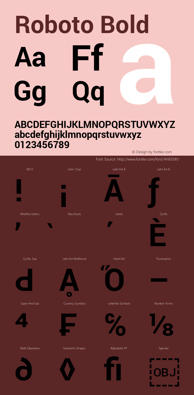 Roboto Bold Version 1.100141; 2013 Font Sample