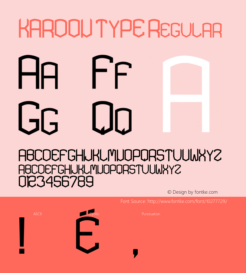 KARDON TYPE Regular Version 1.000  http://www.revision.ru/users/mrFRUKTA Font Sample