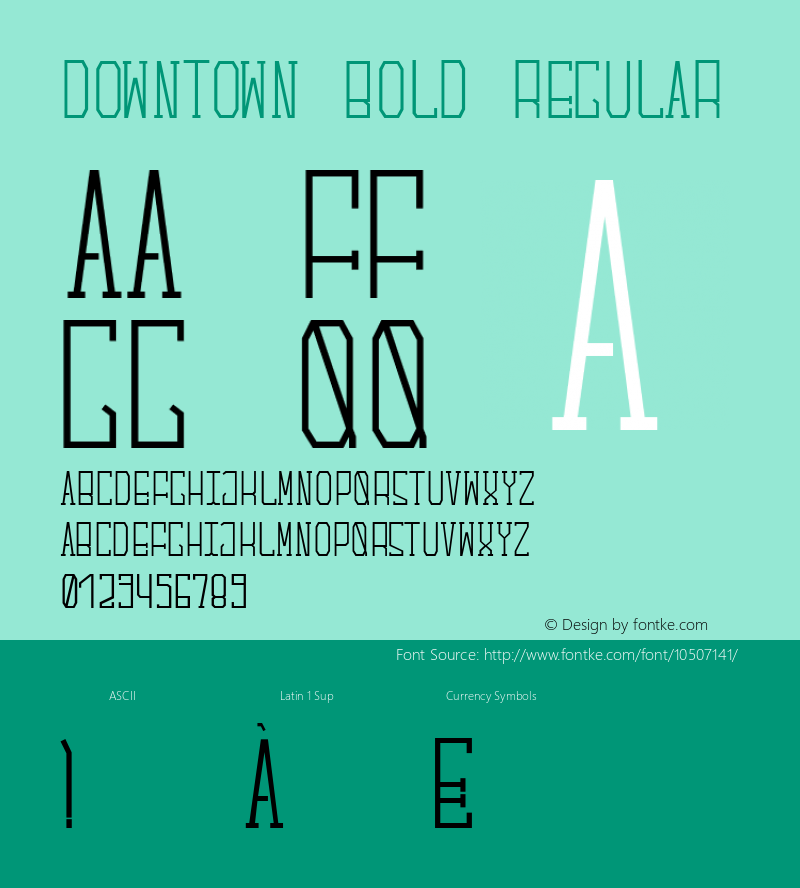 Downtown Bold Regular Version 1.000 Font Sample