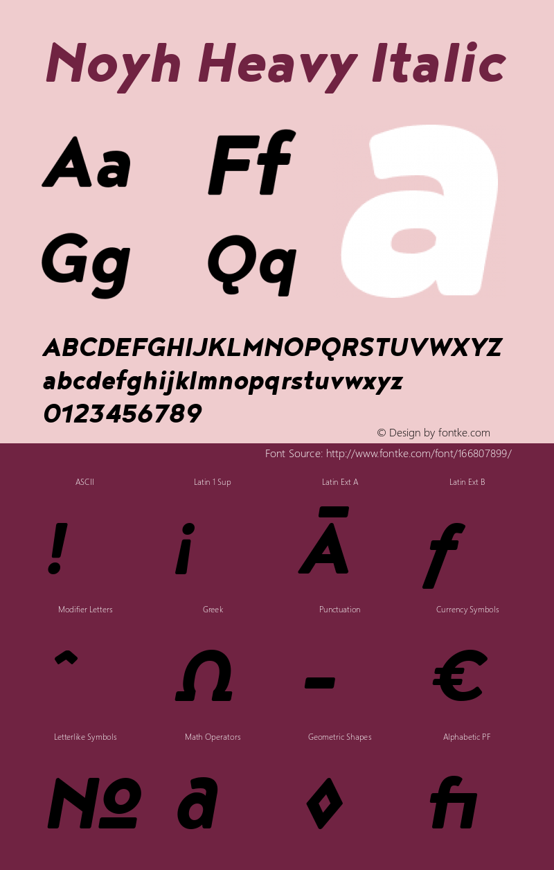 Noyh Heavy Italic 1.000 Font Sample