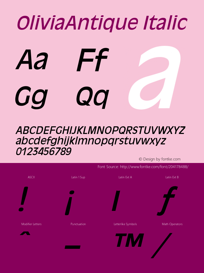 OliviaAntique Italic Weatherly Systems, Inc.  6/13/95图片样张