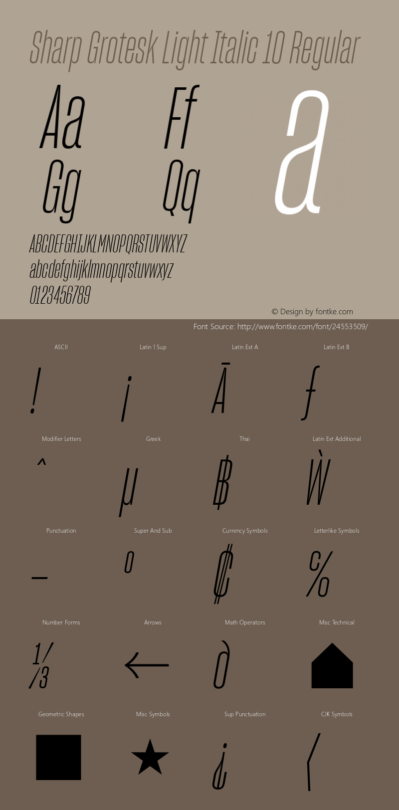 Sharp Grotesk Light Italic 10 Regular Version 1.001;PS 0.000;hotconv 16.6.51;makeotf.lib2.5.65220 Font Sample