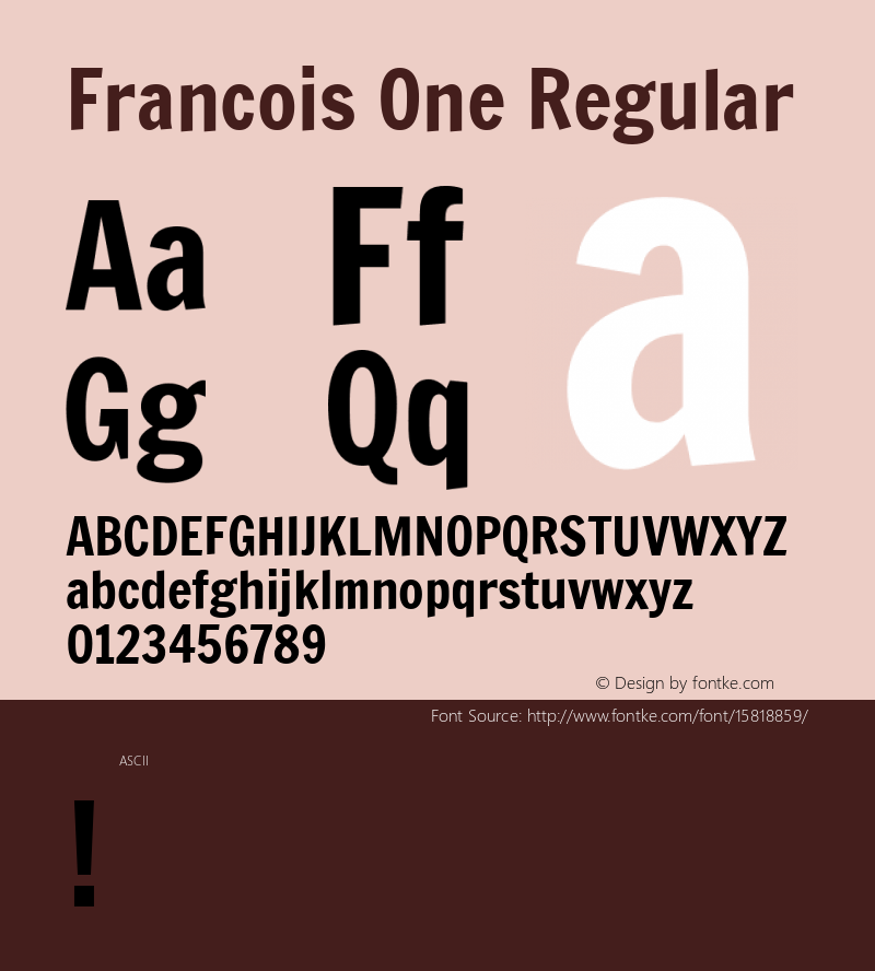 Francois One Regular Version 1.000; ttfautohint (v1.4.1) Font Sample