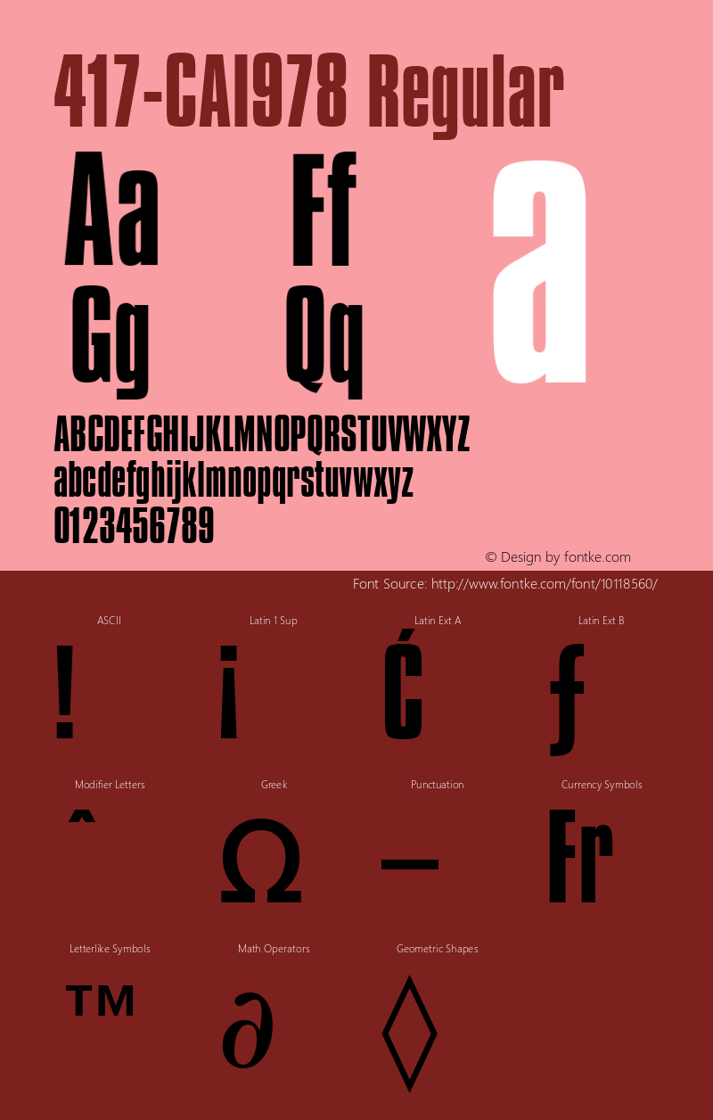 417-CAI978 Regular Version 1.00 January 3, 1999, initial release Font Sample