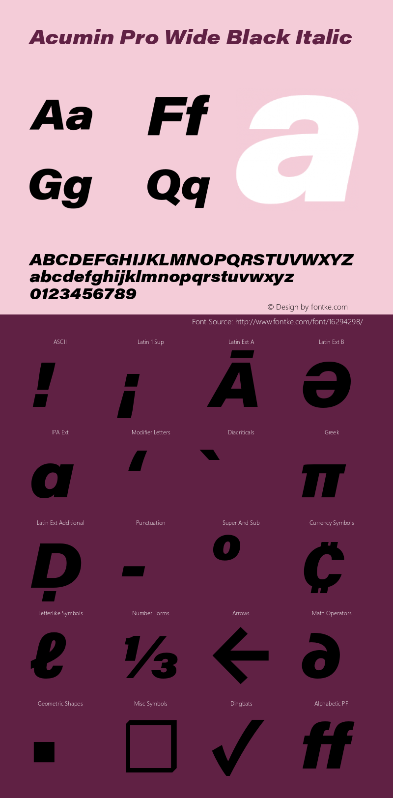 Acumin Pro Wide Black Italic Version 1.011 Font Sample