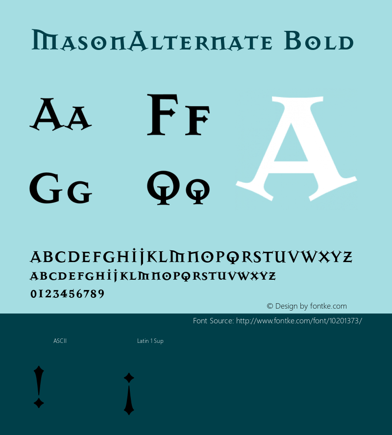 MasonAlternate Bold 001.000 Font Sample