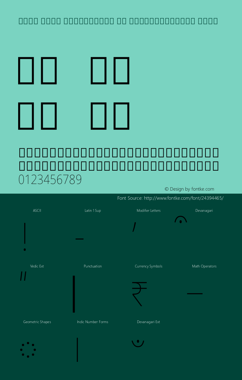 Noto Sans Devanagari UI SemiCondensed Thin Version 2.000 Font Sample