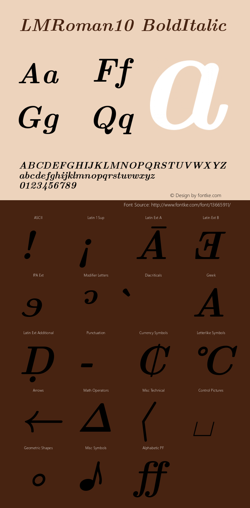 LMRoman10 BoldItalic Version 2.004 Font Sample