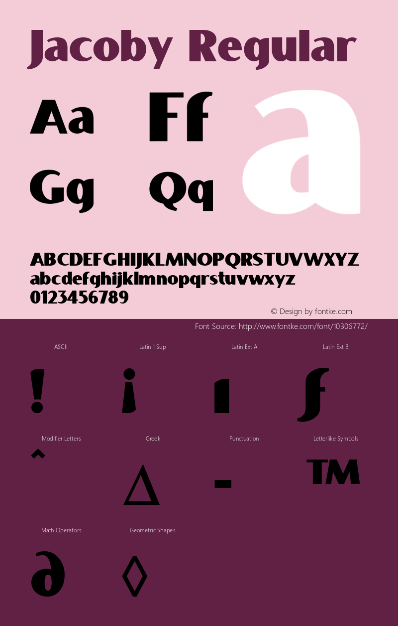 Jacoby Regular 1.0 Font Sample