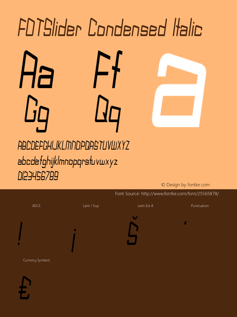 FOTSlider-CondensedItalic Version 1.000 Font Sample
