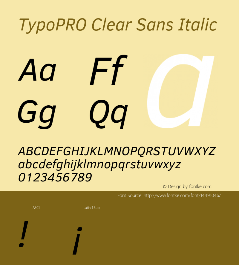 TypoPRO Clear Sans Italic Version 1.00 Font Sample