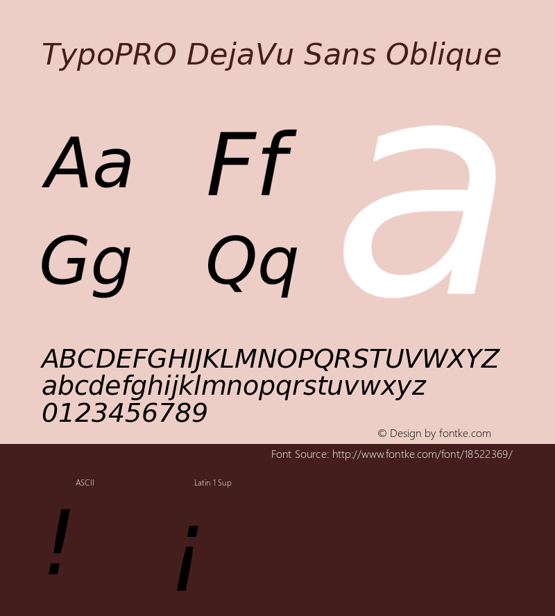 TypoPRO DejaVu Sans Oblique Version 2.37 Font Sample