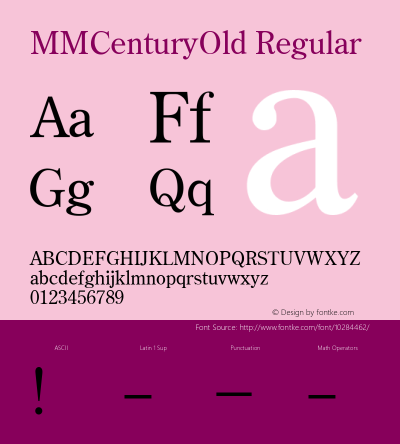 MMCenturyOld Regular Macromedia Fontographer 4.1.5 2001.4.20 Font Sample