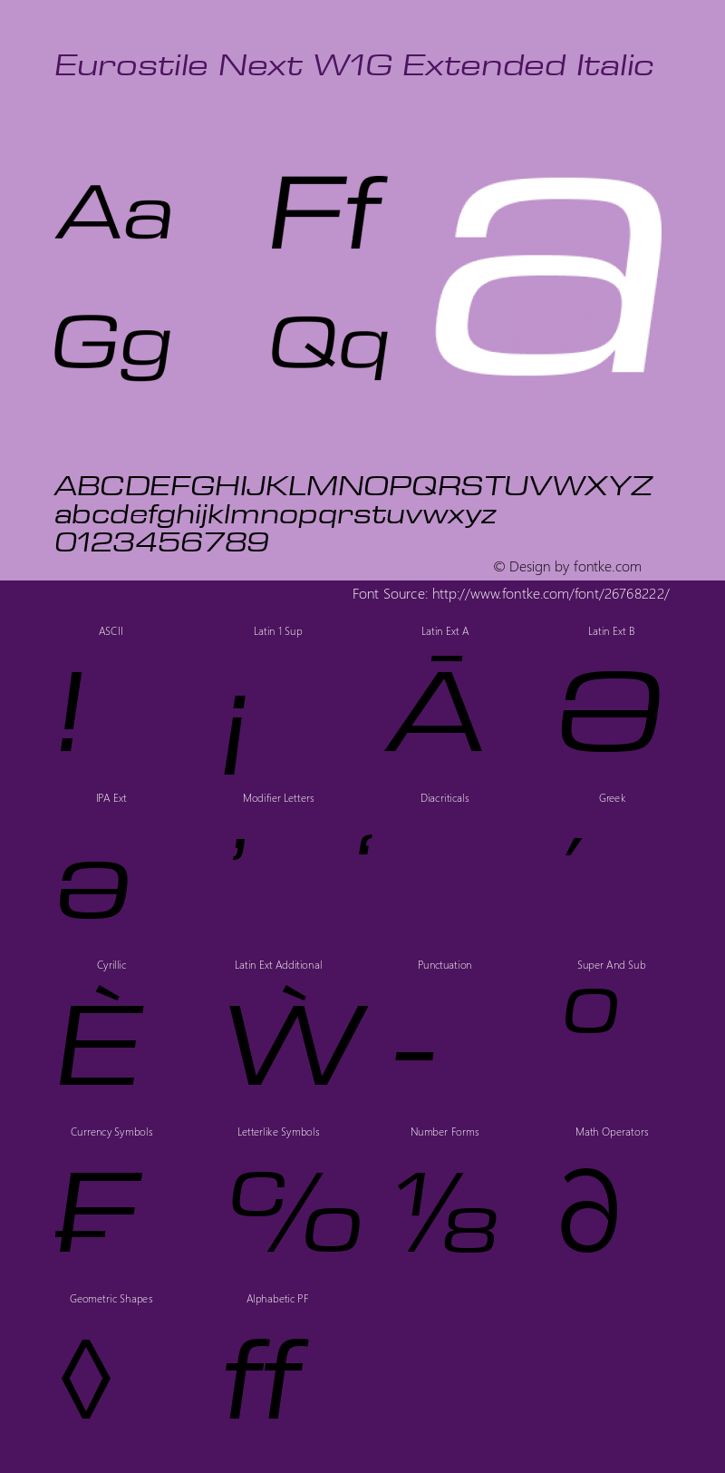 Eurostile Next W1G Ext It Version 1.00 Font Sample