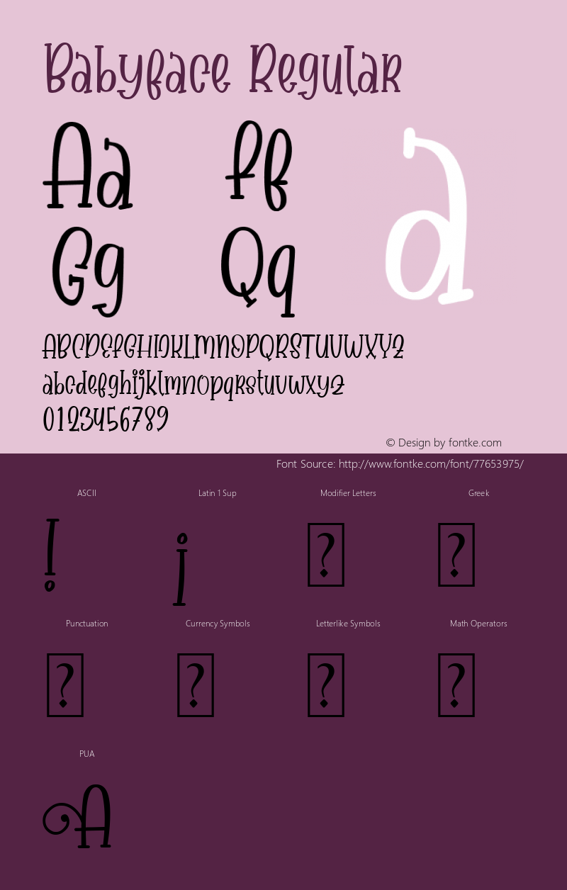 Babyface Version 1.00;July 22, 2020;FontCreator 12.0.0.2563 64-bit Font Sample