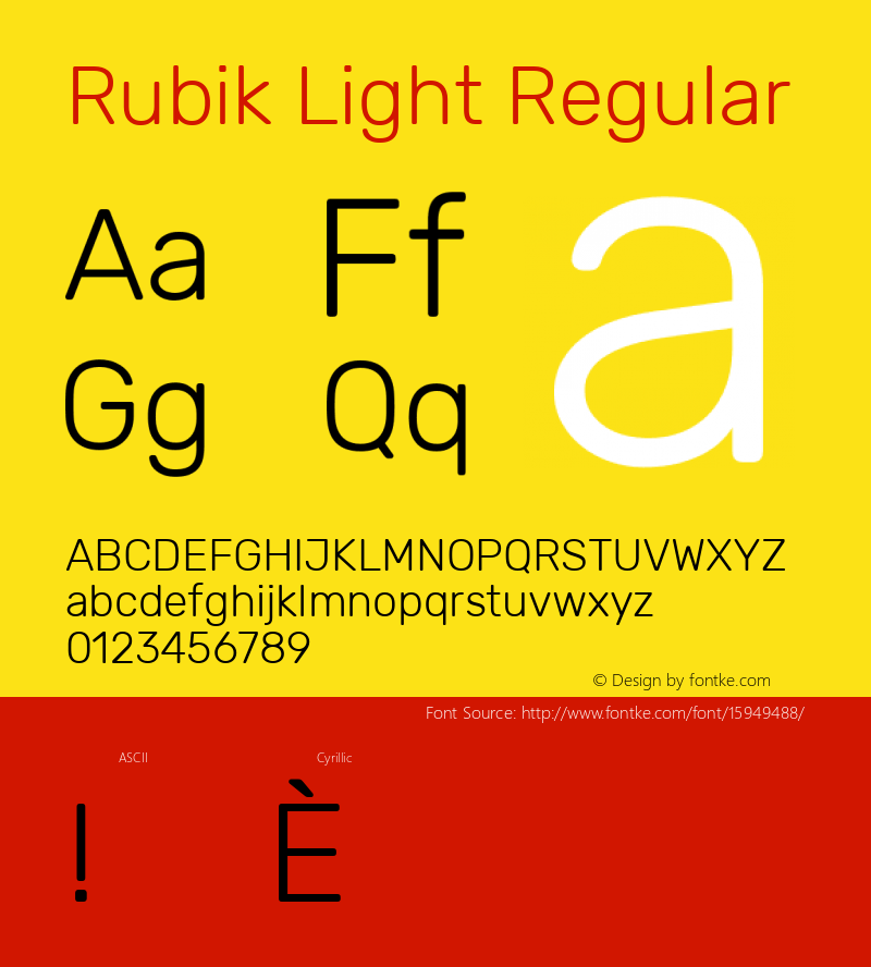 Rubik Light Regular Version 1.002; ttfautohint (v1.4.1) Font Sample